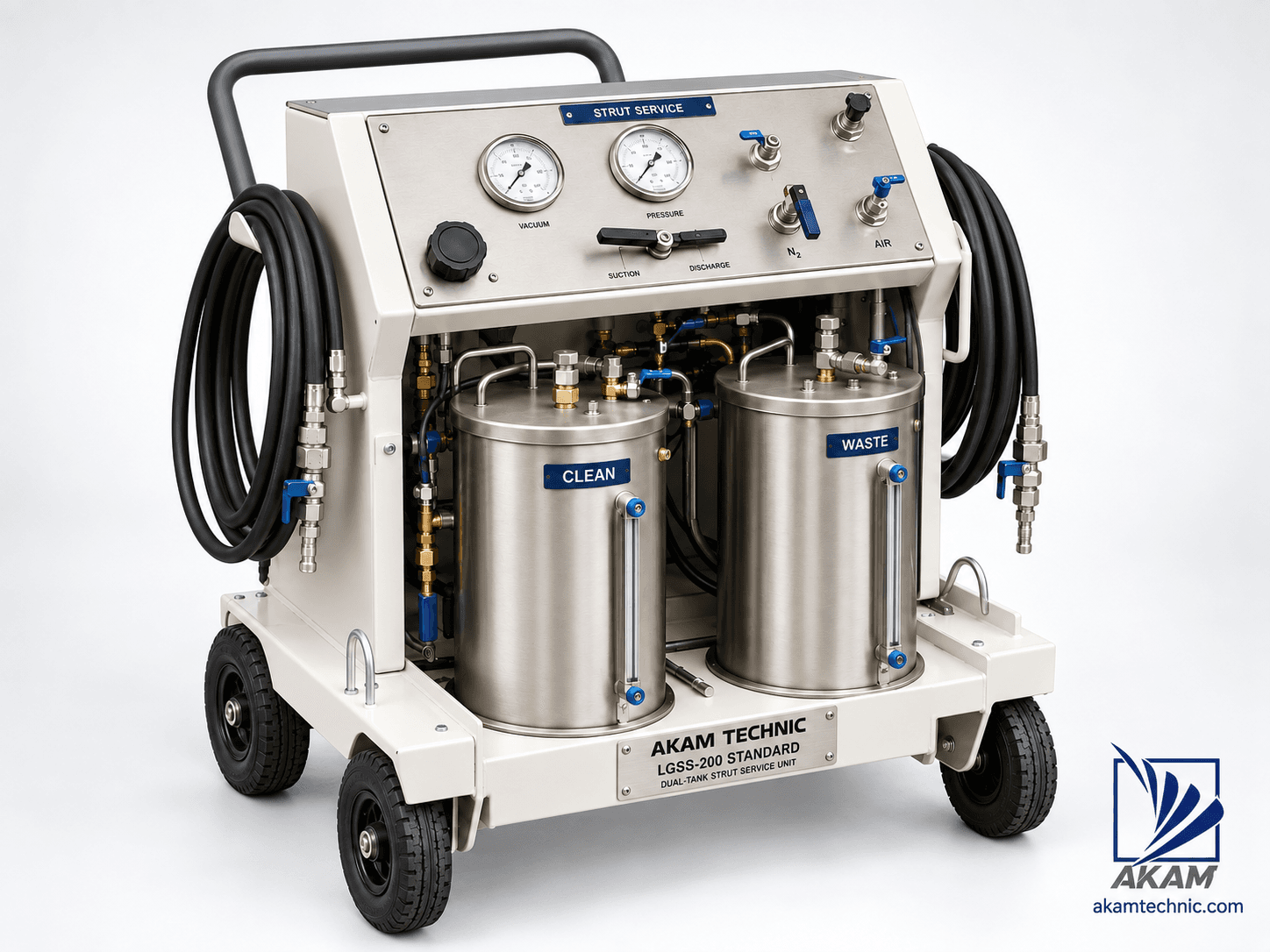 دستگاه سرویس استرات ارابه فرود هواپیما AKAM LGSS-200 STANDARD (Dual-Tank Aircraft Strut Service Unit)