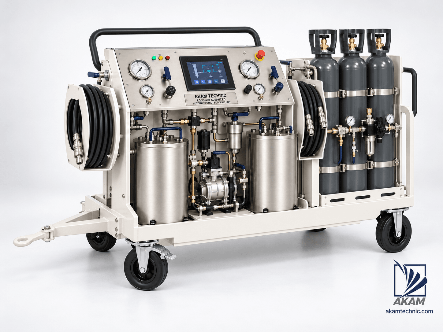 واحد پیشرفته اتوماتیک سرویس استرات و شارژ نیتروژن هواپیما مدل AKAM LGSS-400 ADVANCED (Automatic Aircraft Strut Servicing & Nitrogen Charging Unit)